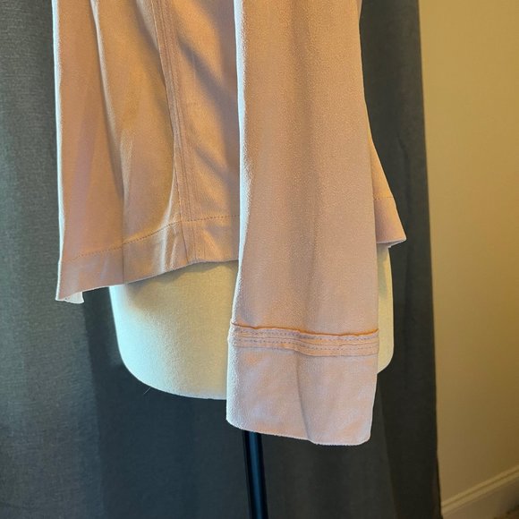 Donna Karan Draped Open-Front Faux Suede Jacket in Blush (XS) New With Tags - Picture 10 of 13